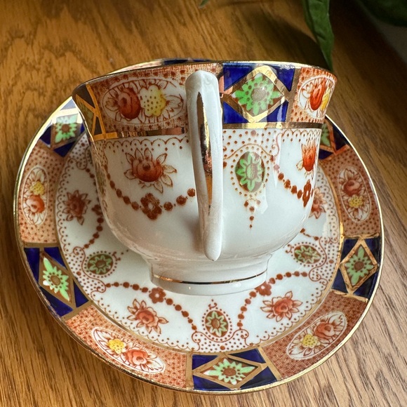 VTG Colclough Bone China England Footed Cup & Saucer 3775 Imari Style 1930’s - Picture 8 of 11